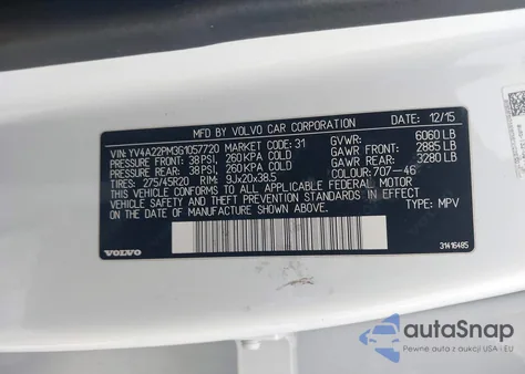 2016 Volvo Xc90 T6 R-Design from USA, damaged, VIN YV4A22PM3G1057720